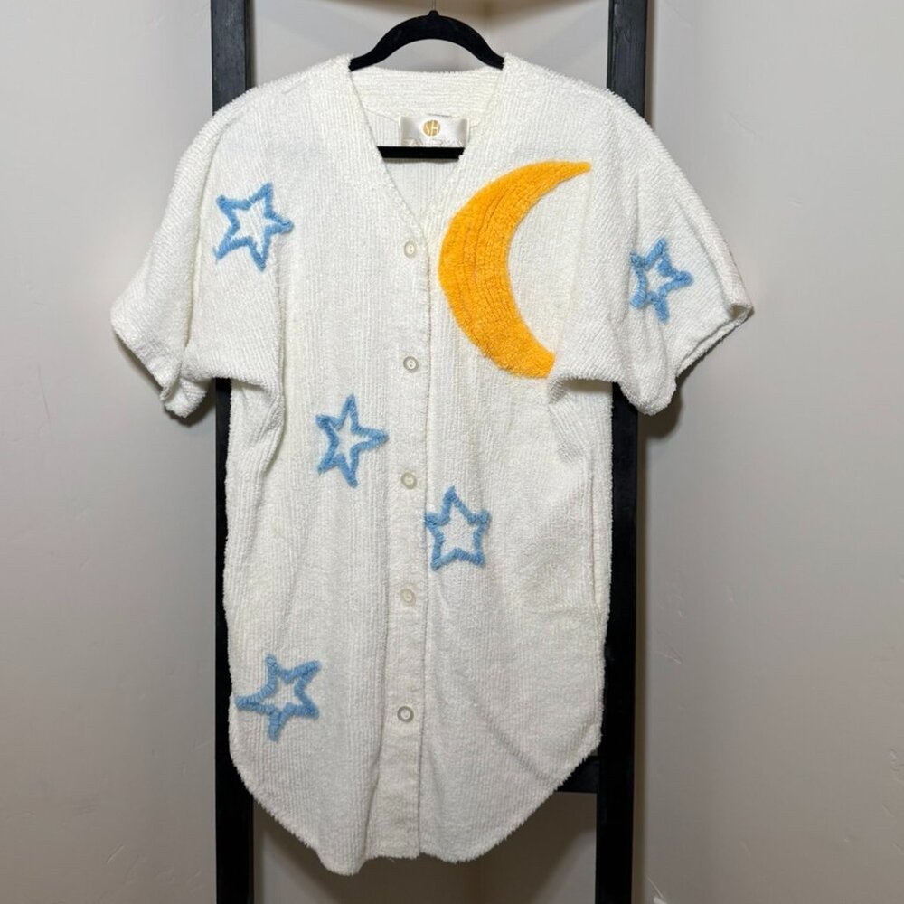 Stan Herman “Moon & Stars” Chenille Robe — 90s Cozy - VINTAGE - Picture 1 of 8